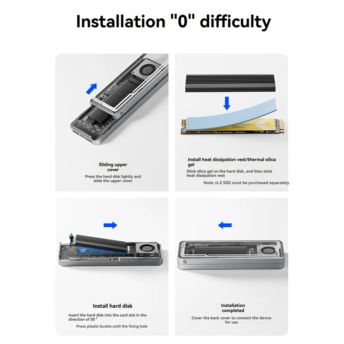 【New User-Coupon!】ORICO 40Gbps USB4 M.2 SSD Enclosure, PCIe4.0 NVME Case with Cooling Fan, Aluminum
【New User-Coupon!】ORICO 40Gbps USB4 M.2 SSD Enclosure, PCIe4.0 NVME Case with Cooling Fan, Aluminum
