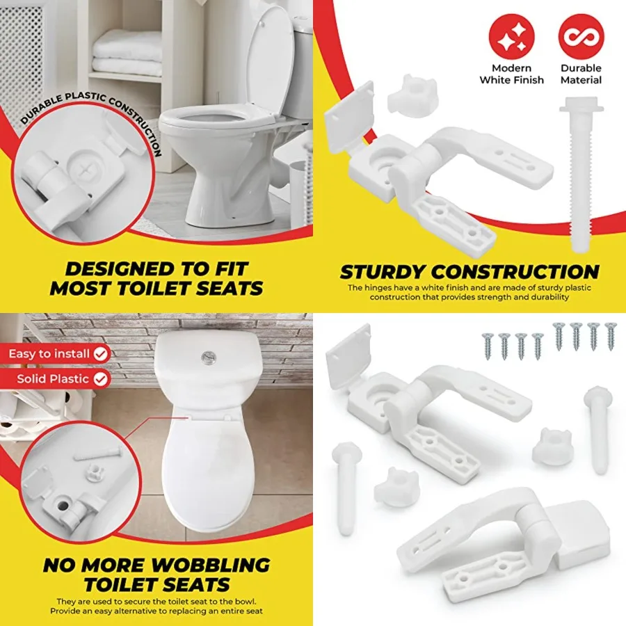 White Plastic Toilet Seat Hinge Replacement with Bolts Screw and Nuts for Bathroom Fixtures Durable and EasytoInstall Solution
White Plastic Toilet Seat Hinge Replacement with Bolts Screw and Nuts for Bathroom Fixtures Durable and EasytoInstall Solution