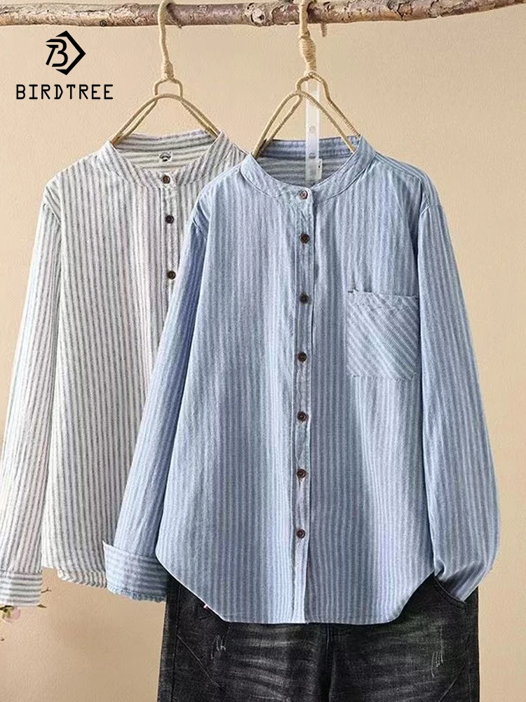 New 2025 Autumn Cotton Long Sleeve Shirt, Women Stand / Lapel Striped, Mori Girl Retro Casual OL Commute Loose Blouse T58479CC
New 2025 Autumn Cotton Long Sleeve Shirt, Women Stand / Lapel Striped, Mori Girl Retro Casual OL Commute Loose Blouse T58479CC