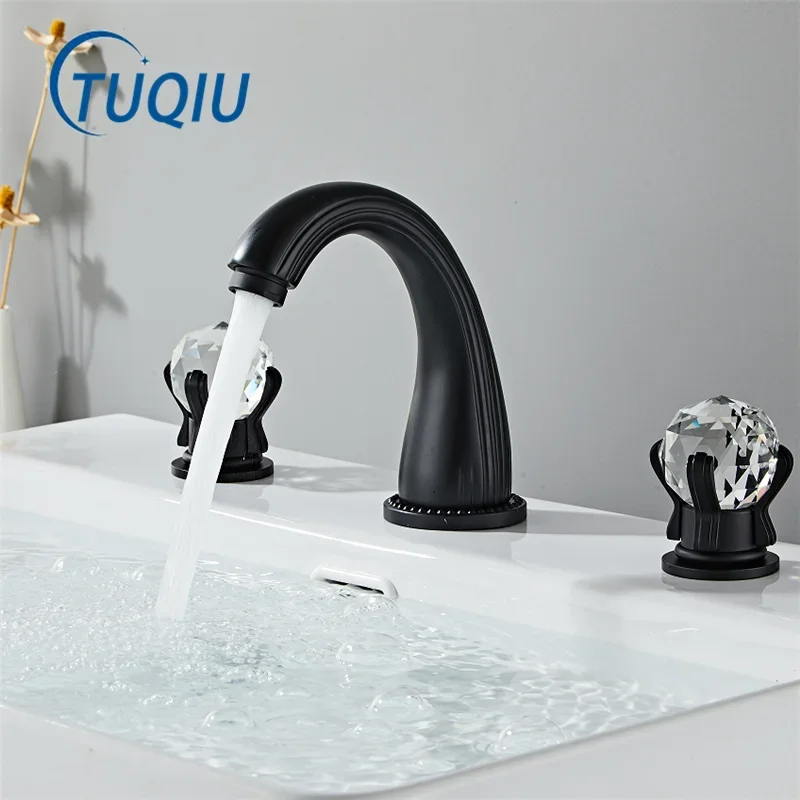 Basin Faucet Black Widespread Sink Tap Brass Gold Faucet Bathroom Sink Faucet 3 Hole Crystal Handle Hot And Cold Water Tap
Basin Faucet Black Widespread Sink Tap Brass Gold Faucet Bathroom Sink Faucet 3 Hole Crystal Handle Hot And Cold Water Tap