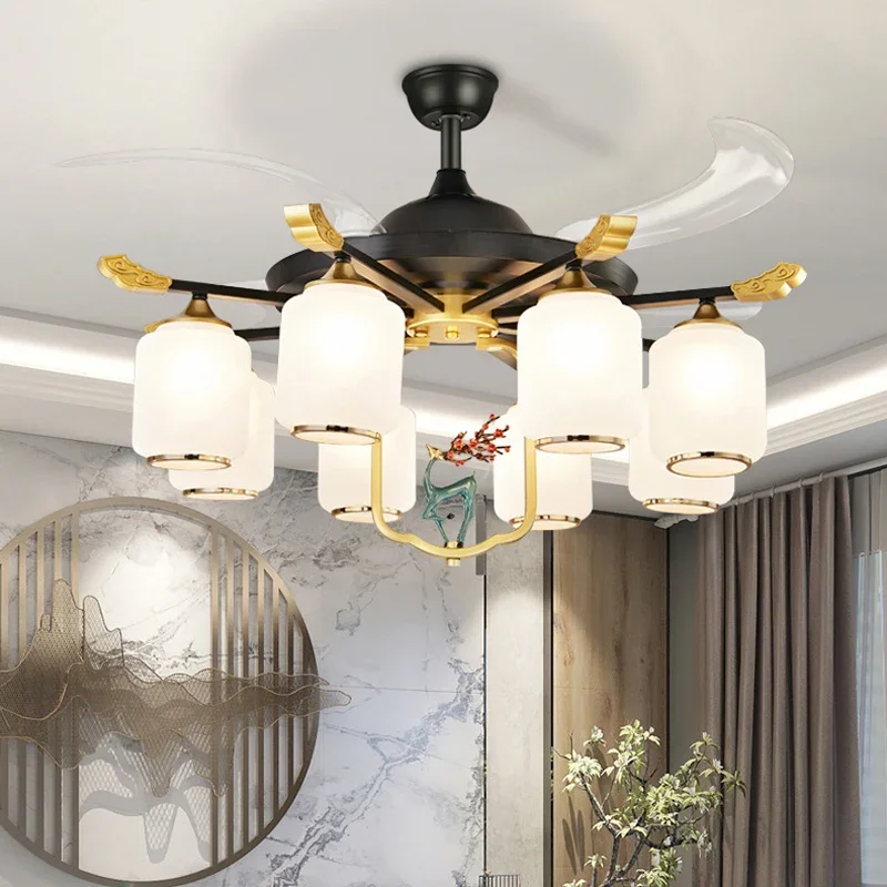Modern New Chinese Invisible Fan Light Living Room Atmosphere Simplicity Bedroom Dinnging Restaurant Ceiling Fan Chandelier Lamp
Modern New Chinese Invisible Fan Light Living Room Atmosphere Simplicity Bedroom Dinnging Restaurant Ceiling Fan Chandelier Lamp