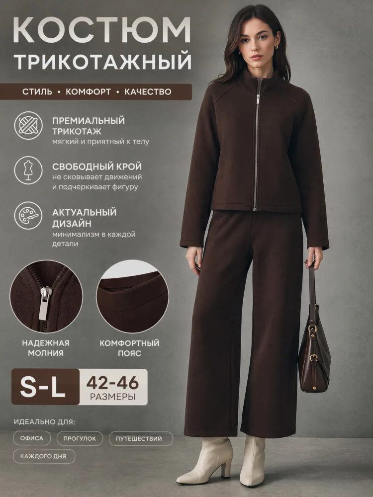 VTKW 2026 New Women Knit Two Piece Tracksuit Zip Up Long Sleeve Jacket Elastic Waist Wide Leg Pants Soft Daily Outfit
VTKW 2026 New Women Knit Two Piece Tracksuit Zip Up Long Sleeve Jacket Elastic Waist Wide Leg Pants Soft Daily Outfit