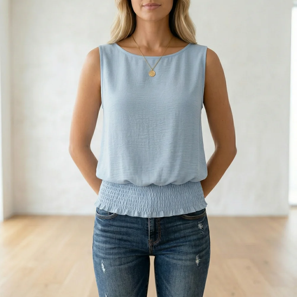 Loose Fit Women Tank Top Women’s Vest Top O-neck Pullover Blouse Pleated Hem Shirt Soft Stretchy Loose Fit Summer Wear Women
Loose Fit Women Tank Top Women’s Vest Top O-neck Pullover Blouse Pleated Hem Shirt Soft Stretchy Loose Fit Summer Wear Women
