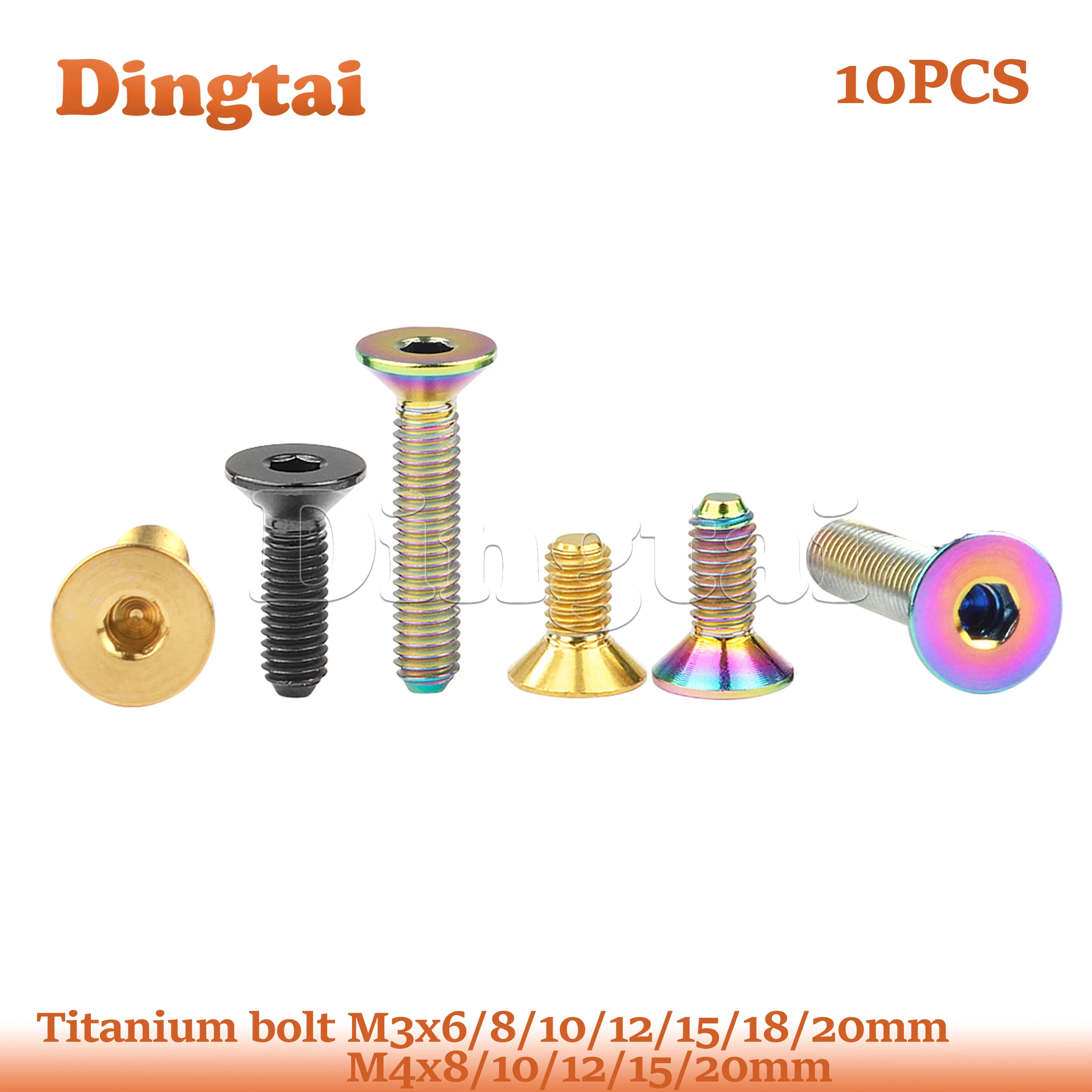 Dingtai Titanium Bolt 10PCS M3 M4x6/8/10/12/15/18/20mm Countersunk Screws Thread Bolt for Bike Bicycle Screws
Dingtai Titanium Bolt 10PCS M3 M4x6/8/10/12/15/18/20mm Countersunk Screws Thread Bolt for Bike Bicycle Screws