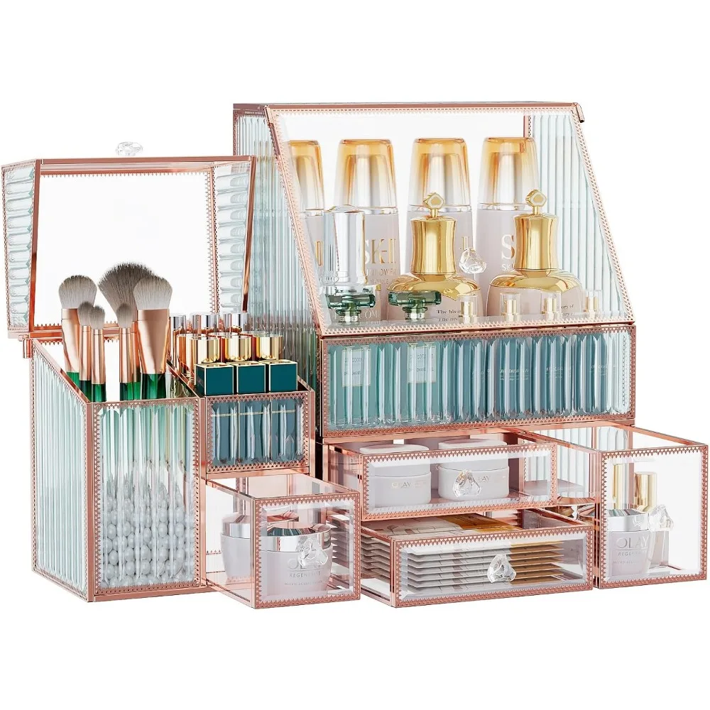 Tempered Glass Makeup Organizer Countertop - Multi-Functional 3-in-1 Cosmetic, Makeup Organizers
Tempered Glass Makeup Organizer Countertop - Multi-Functional 3-in-1 Cosmetic, Makeup Organizers