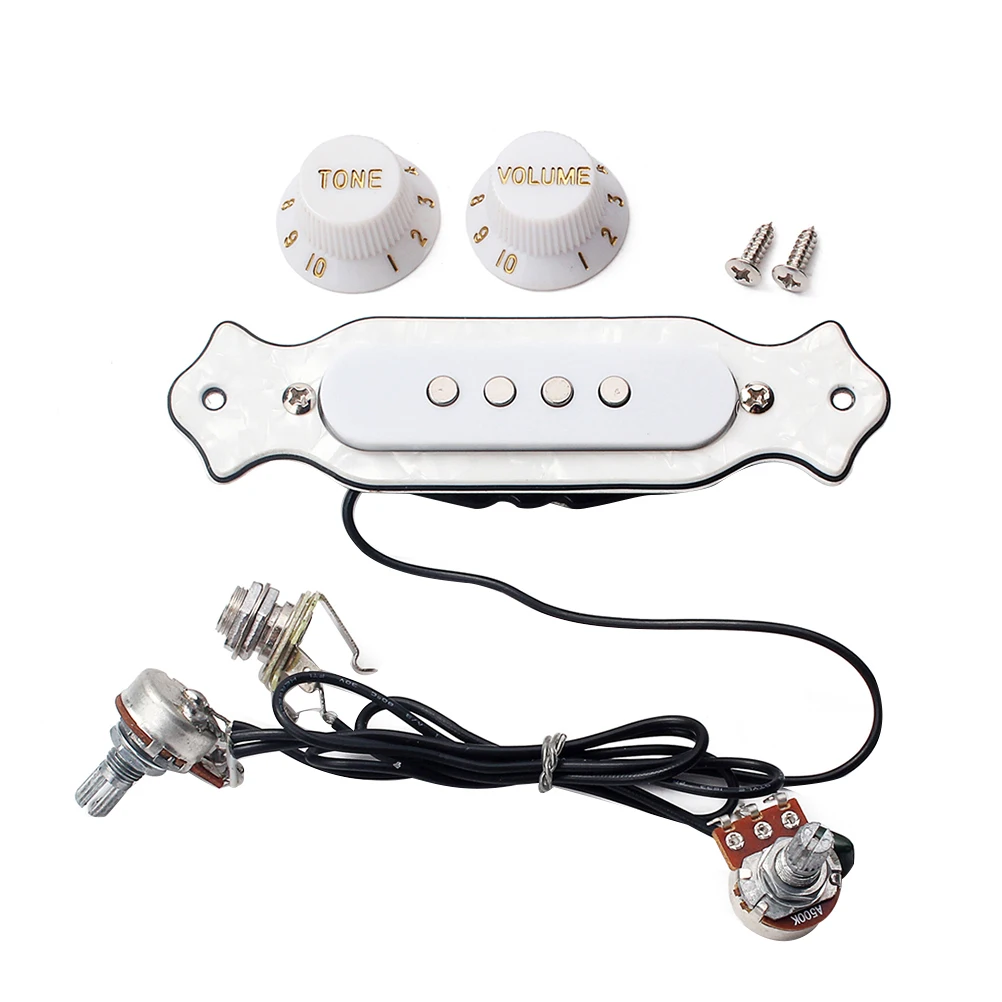 Pre- 4 String Electric Cigar Box Guitar Magnetic Soundhole Pickup with Volume Tone Control Knob GMB337 White
Pre- 4 String Electric Cigar Box Guitar Magnetic Soundhole Pickup with Volume Tone Control Knob GMB337 White