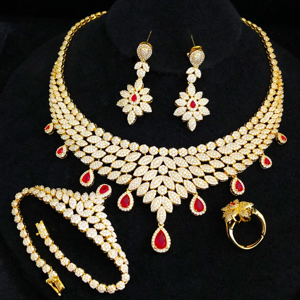 Soramoore Luxury Shiny 4PCS Jewelry Set For Women Wedding Party Naija Bride Necklace Bangle Ring Dubai Dress Jewelry Set
Soramoore Luxury Shiny 4PCS Jewelry Set For Women Wedding Party Naija Bride Necklace Bangle Ring Dubai Dress Jewelry Set