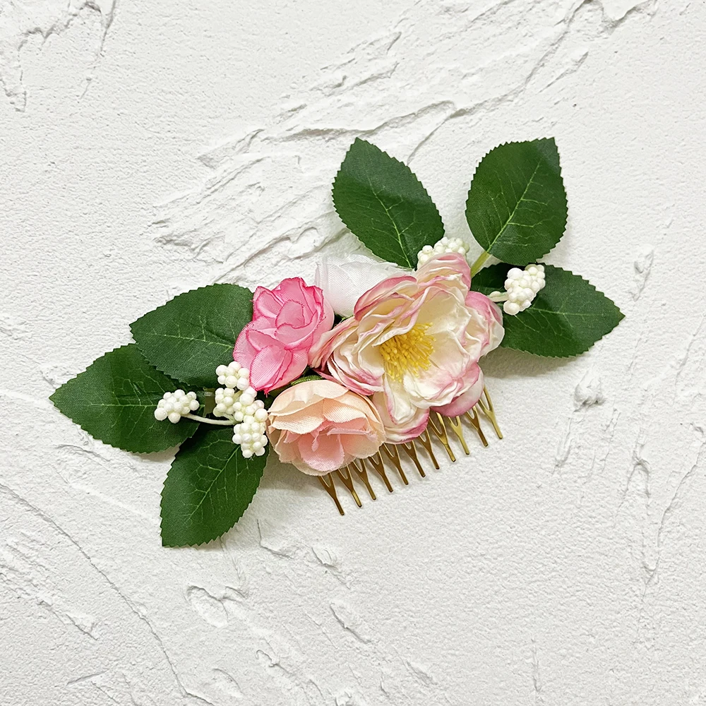 Pink, white flowers and rose green leaf comb, bride comb, bridesmaid flower comb, photo hair accessories
Pink, white flowers and rose green leaf comb, bride comb, bridesmaid flower comb, photo hair accessories