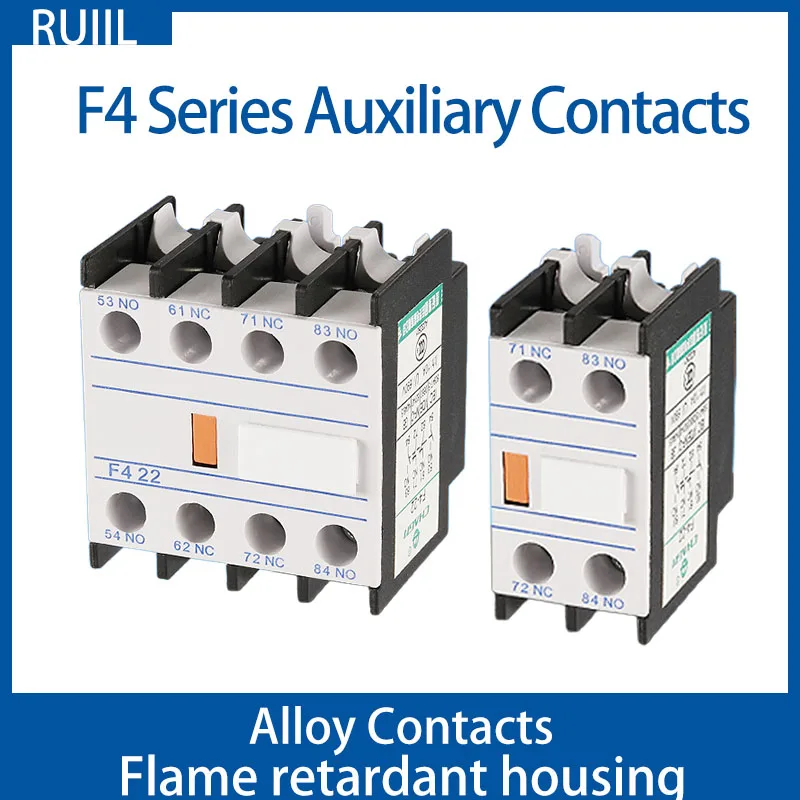 CJX2 AC contactor auxiliary contact contact switch f4-11/20/02/31/40/22 one open one closed
CJX2 AC contactor auxiliary contact contact switch f4-11/20/02/31/40/22 one open one closed