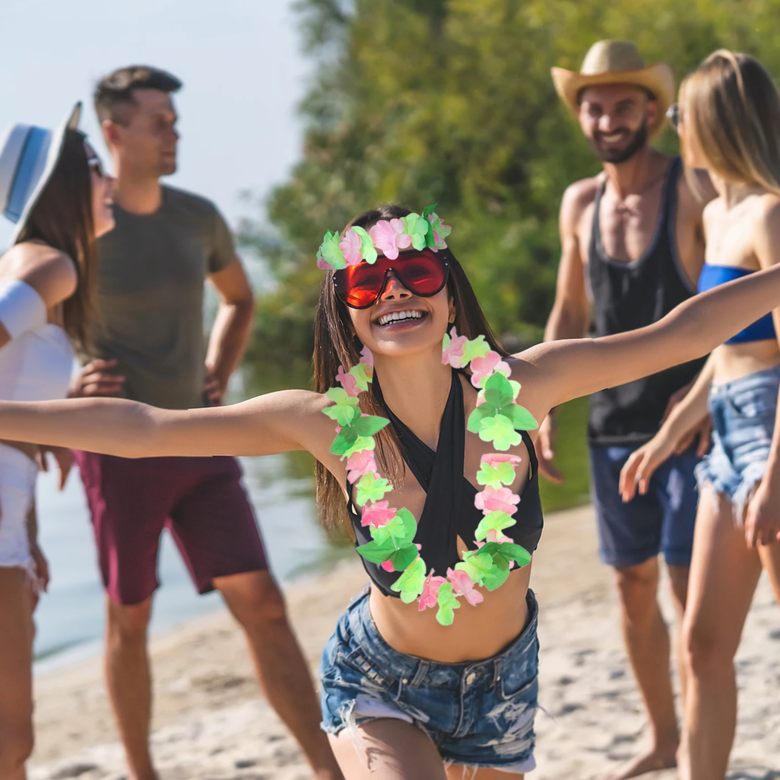 10 Pcs Vacation Outfit Hawaiian Flowers Decorations Pineapple Crown Necklace Glasses Party Favor Combination
10 Pcs Vacation Outfit Hawaiian Flowers Decorations Pineapple Crown Necklace Glasses Party Favor Combination