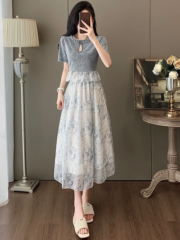Fashionable Grey round Neck Short Sleeve Top And Half Skirt Two Piece Set Brand La La Shang Summer 2026 Women's Ensemble
Fashionable Grey round Neck Short Sleeve Top And Half Skirt Two Piece Set Brand La La Shang Summer 2026 Women's Ensemble