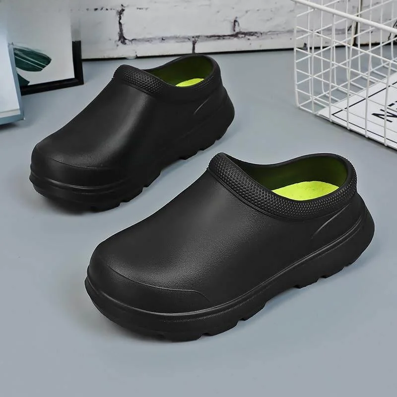 Non-Slip Kitchen Chef Shoes Men's Waterproof Oil-Resistant Thick Bottom Lazy One-Step Black Men's Shoes for Home Use
Non-Slip Kitchen Chef Shoes Men's Waterproof Oil-Resistant Thick Bottom Lazy One-Step Black Men's Shoes for Home Use