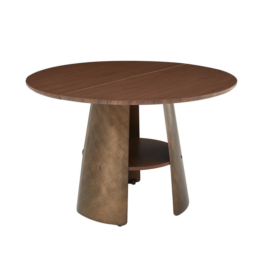 ~47.25 Inch Round Dining Table, Retro Style, Brushed Texture, Suitable For 4-6 People, MDF Tabletop, Metal Frame, Walnut Wood,
~47.25 Inch Round Dining Table, Retro Style, Brushed Texture, Suitable For 4-6 People, MDF Tabletop, Metal Frame, Walnut Wood,