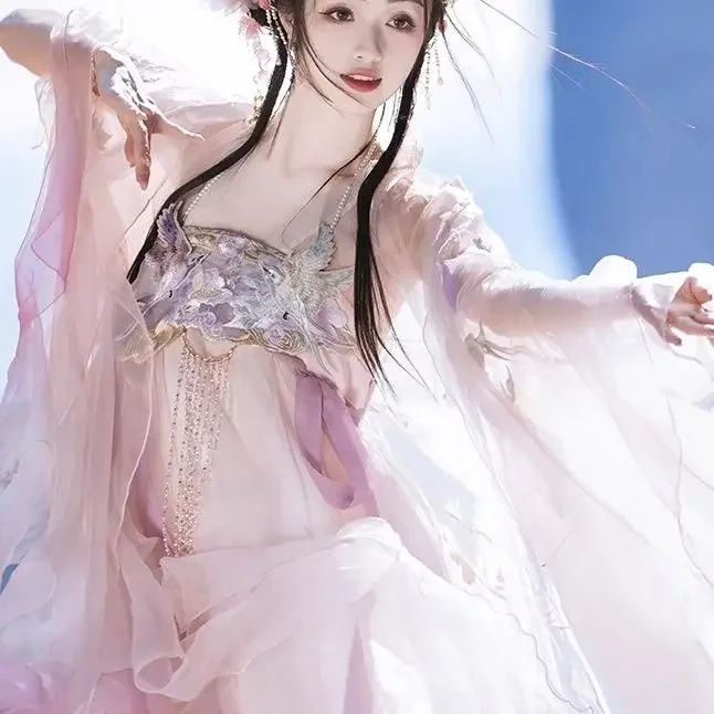 New Hanfu dress ancient Chinese traditional heavy industry embroidery elegant Hanfu cosplay fairy dance costume set
New Hanfu dress ancient Chinese traditional heavy industry embroidery elegant Hanfu cosplay fairy dance costume set