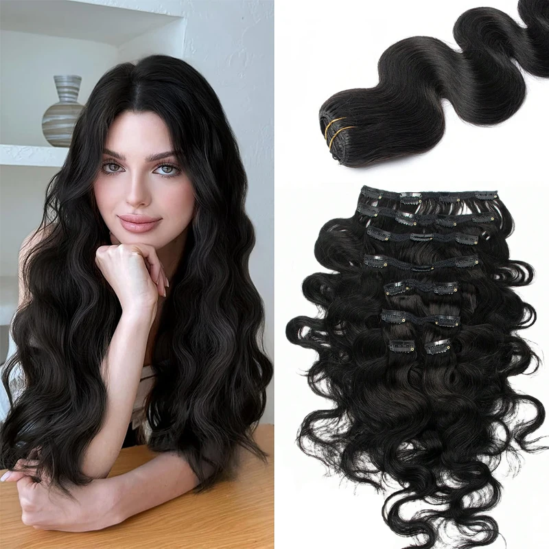 Clip in Human Hair Extensions Black Wavy 120g/set Clip on Hairs for Women 7PCS Body Wave Clip in Extension Soft Natural Clip Ins
Clip in Human Hair Extensions Black Wavy 120g/set Clip on Hairs for Women 7PCS Body Wave Clip in Extension Soft Natural Clip Ins