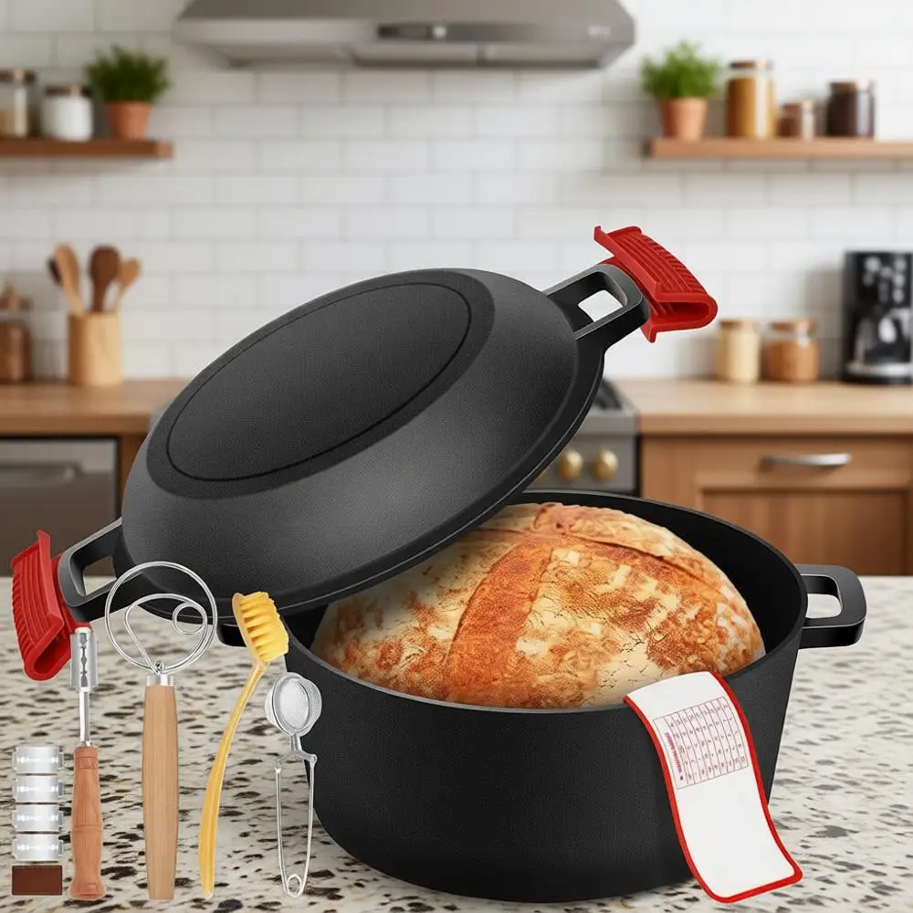Чугунная жаровня 2-в-1 с крышкой-сковородой, 5QT, идеально подходит для выпечки хлеба и многого другого
Чугунная жаровня 2-в-1 с крышкой-сковородой, 5QT, идеально подходит для выпечки хлеба и многого другого