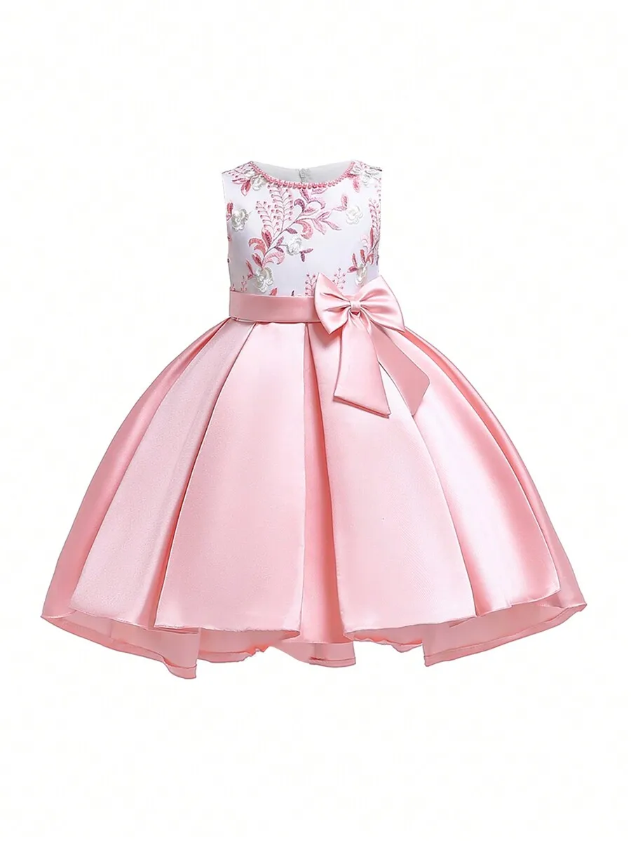 Satin Embroidered Floral Bow A-Line Evening Dress For Women
Satin Embroidered Floral Bow A-Line Evening Dress For Women