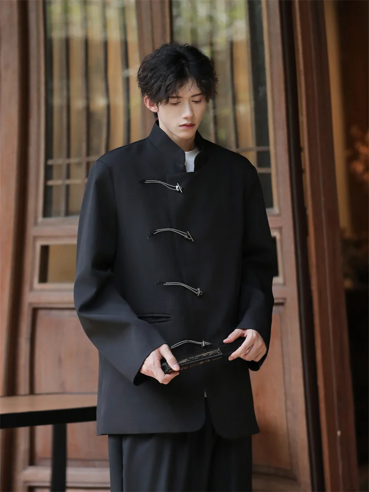 New Chinese Sle Stand Collar Men's Casual Bla Suit Jaet High End Personali Buttoning Loose Fit Spring Youth Faion
New Chinese Sle Stand Collar Men's Casual Bla Suit Jaet High End Personali Buttoning Loose Fit Spring Youth Faion