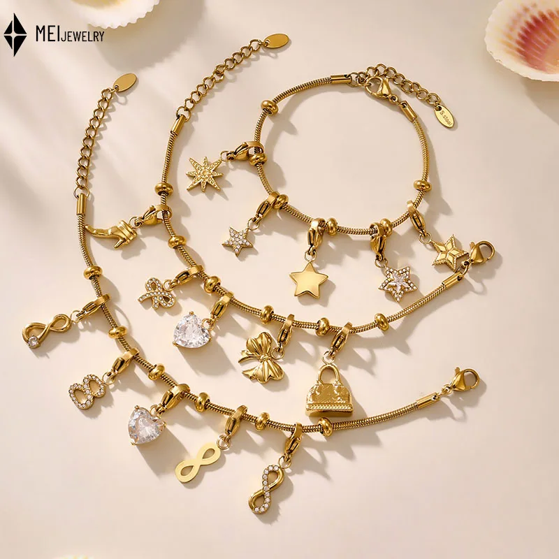 Summer New Jewelry Stainless Steel Love Cubic Zirconia Heart Star Bracelet DIY Multi accessory Handmade
Summer New Jewelry Stainless Steel Love Cubic Zirconia Heart Star Bracelet DIY Multi accessory Handmade