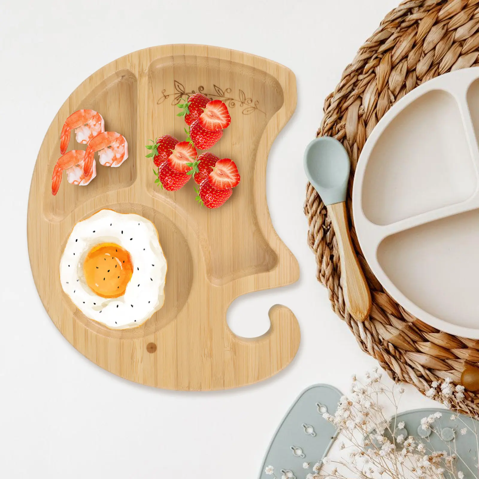 Cute Cartoon Divided Wooden Plate with Strong Suction Base for Non Slip Shatterproof Feeding Utensil
Cute Cartoon Divided Wooden Plate with Strong Suction Base for Non Slip Shatterproof Feeding Utensil
