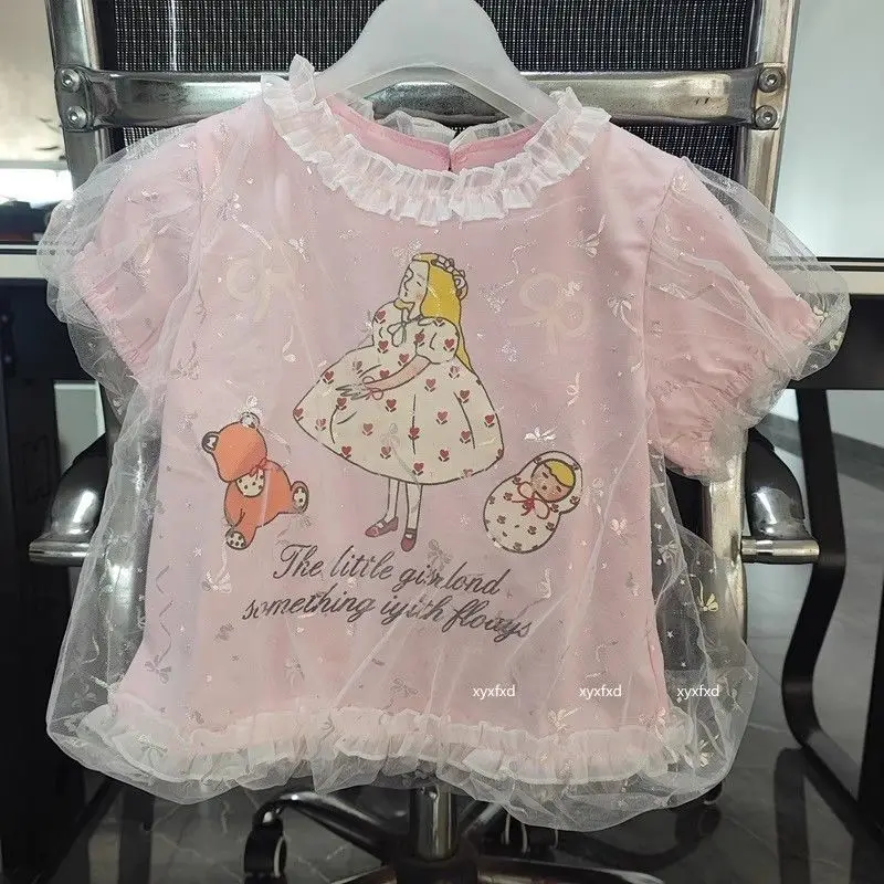 Girl's Sweet Organza T-shirt Summer Children's Baby Flower Bud Sleeve Splicing Western Style Top 2025 New
Girl's Sweet Organza T-shirt Summer Children's Baby Flower Bud Sleeve Splicing Western Style Top 2025 New