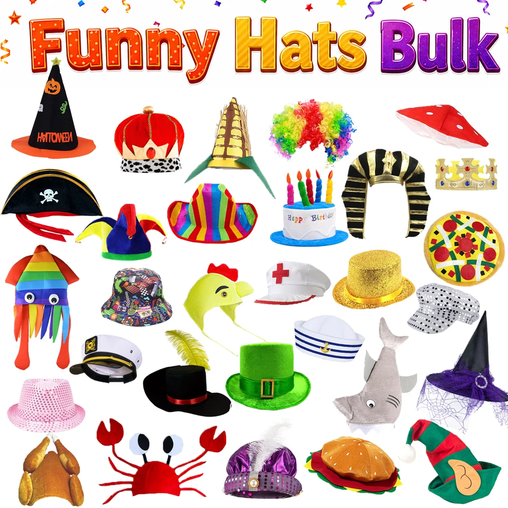 6-32Pcs Assorted Funny Hats Photo Booth Props Crazy Party Hats for Carnival Dress Up Birthdays Parties
6-32Pcs Assorted Funny Hats Photo Booth Props Crazy Party Hats for Carnival Dress Up Birthdays Parties