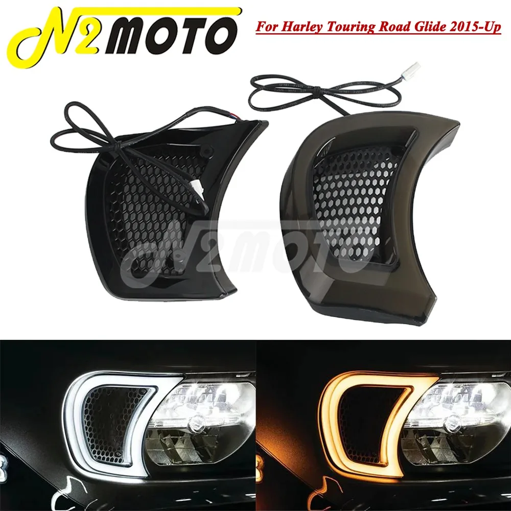 Motorcycle Headlight Vent Accent LED Turn Signal Indicator Light Auxiliary Running Trim Lamp For Harley Touring Road Glide 15-up
Motorcycle Headlight Vent Accent LED Turn Signal Indicator Light Auxiliary Running Trim Lamp For Harley Touring Road Glide 15-up