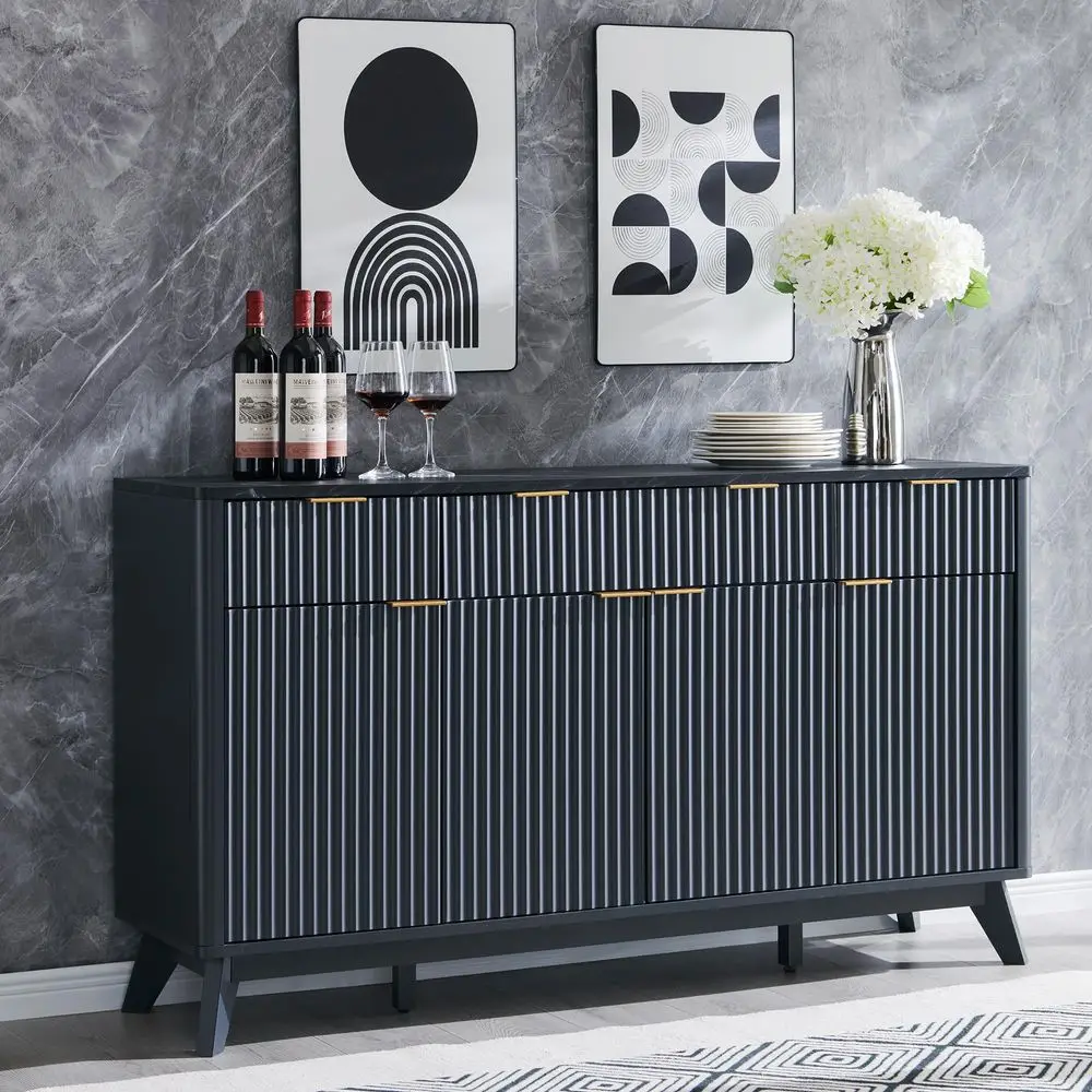 Large Buffet Sideboard Cabinet with Storages, 60 Fluted Modern Buffet Table Coffee Bar Wine Bar Storage Cabinet with 3 Drawers
Large Buffet Sideboard Cabinet with Storages, 60 Fluted Modern Buffet Table Coffee Bar Wine Bar Storage Cabinet with 3 Drawers