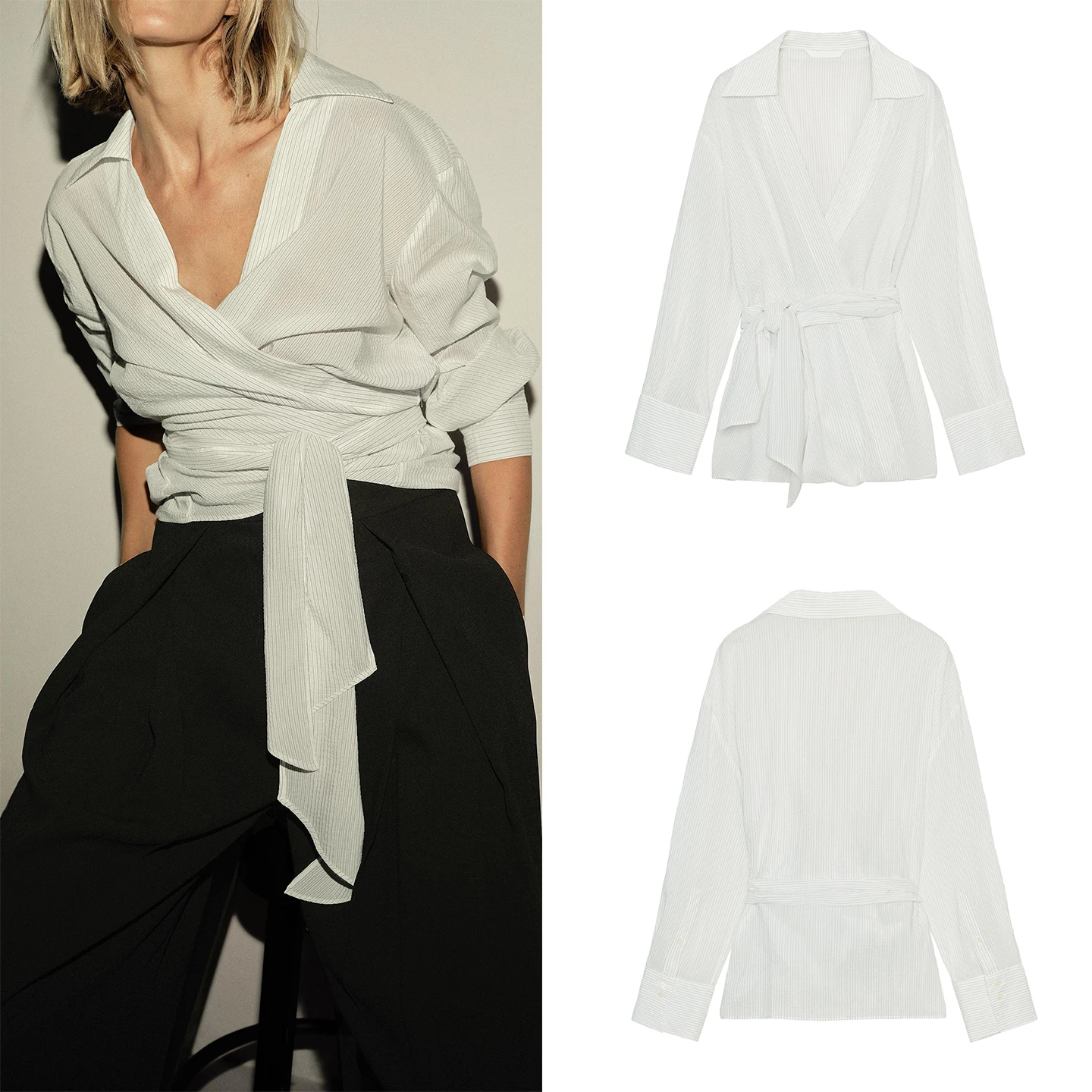 Faionable Striped Waist-Tie irt Women's Casual Loose Fit Long Sve irt Ele Girl's Faion ZDATA New Arrival 2025
Faionable Striped Waist-Tie irt Women's Casual Loose Fit Long Sve irt Ele Girl's Faion ZDATA New Arrival 2025