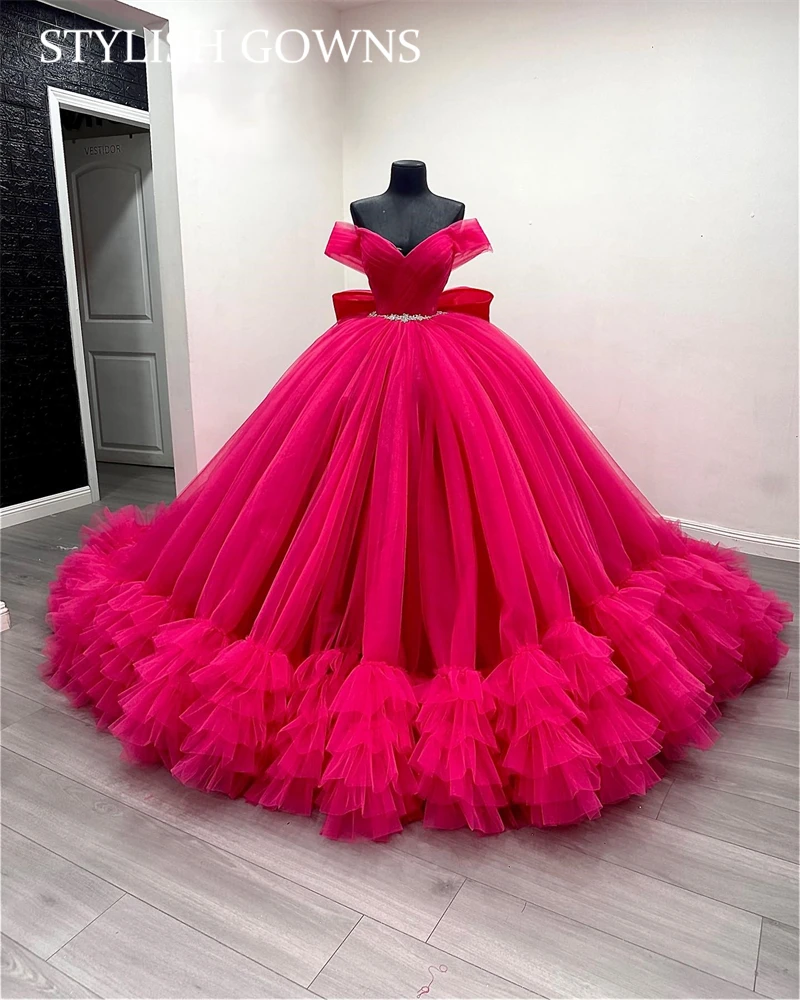 Hot Pink Bow Quinceanera Dress Crystal Ball Gown 2024 Birthday Luxury Gowns Off Shoulder Ruffles Vestido 15 Años Customized
Hot Pink Bow Quinceanera Dress Crystal Ball Gown 2024 Birthday Luxury Gowns Off Shoulder Ruffles Vestido 15 Años Customized