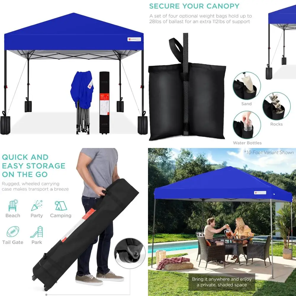 Instant 1-Person Pop Up Canopy Tent 8x8ft Portable Shelter with Push Button Setup, Carrying Case, and 4 Weight Bags - Easy Outdo 
Instant 1-Person Pop Up Canopy Tent 8x8ft Portable Shelter with Push Button Setup, Carrying Case, and 4 Weight Bags - Easy Outdo
