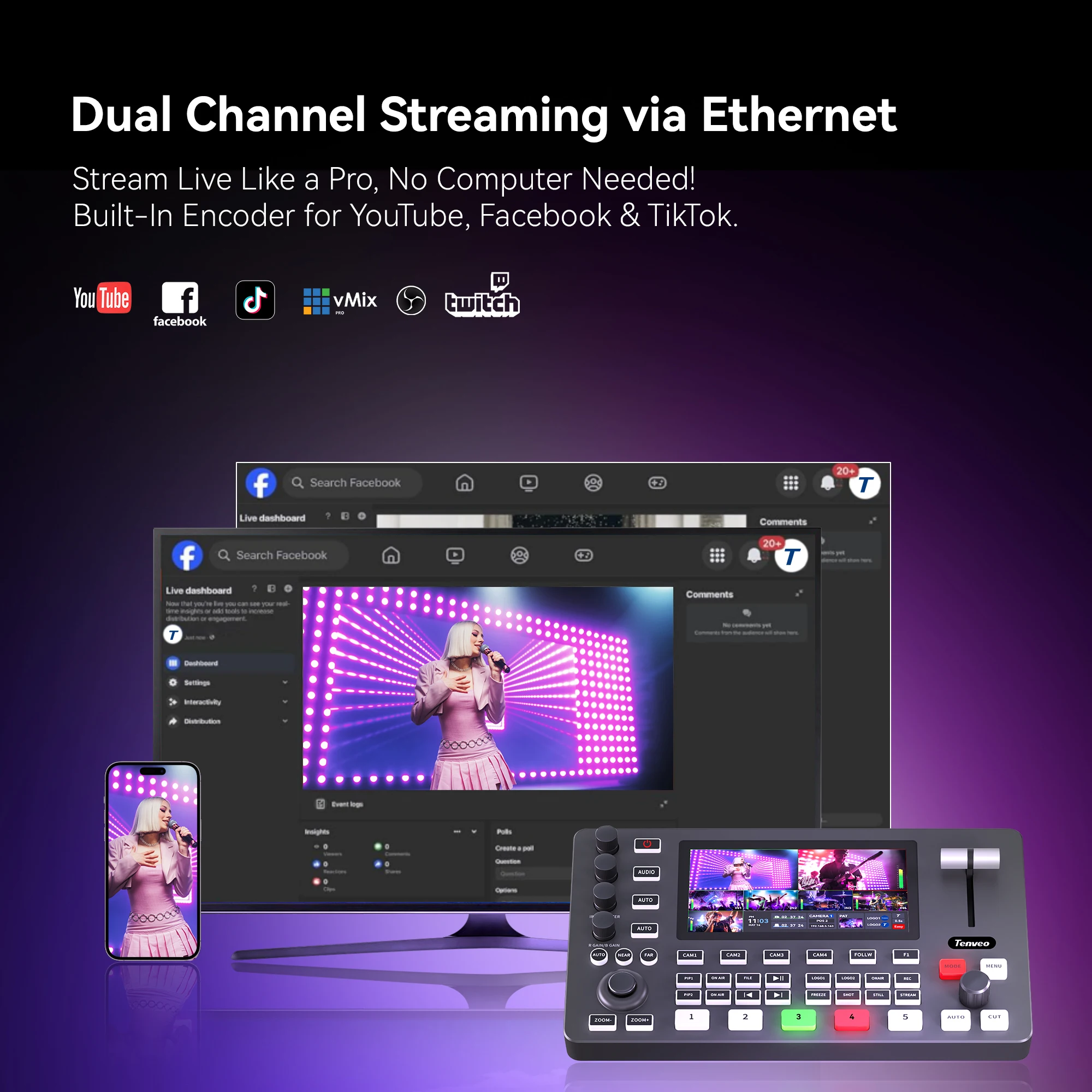 New 4 Channel 5.5 Inch Screen 4x SDI 4x HDMI Input Video Mixer Switcher USB/SD/UDD Video Record for Broadcast
New 4 Channel 5.5 Inch Screen 4x SDI 4x HDMI Input Video Mixer Switcher USB/SD/UDD Video Record for Broadcast