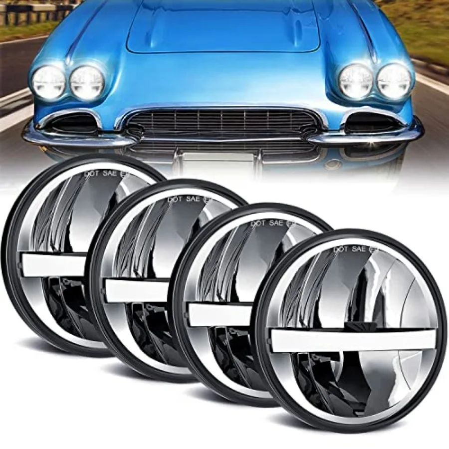 5.75 Inch LED Headlights 4PCS White DRL H4 Hi/Low Headlight Plug and Play Compatible with Classic Muscle Cars Gran Torino P-ete
5.75 Inch LED Headlights 4PCS White DRL H4 Hi/Low Headlight Plug and Play Compatible with Classic Muscle Cars Gran Torino P-ete