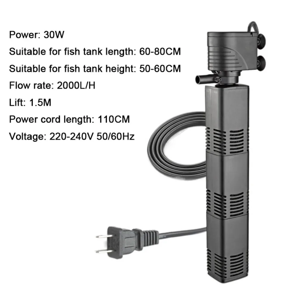 Plastic 3 in 1 Fish Tank Filter 4/6/12/20/30W Increase Air Oxygen Fish Tank Built-in Filter Filtration with Inner Sponge
Plastic 3 in 1 Fish Tank Filter 4/6/12/20/30W Increase Air Oxygen Fish Tank Built-in Filter Filtration with Inner Sponge