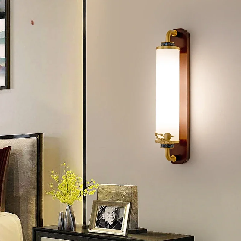 All copper light luxury solid wood bedroom bedside lamp Chinese style zen tea room background wall lamp
All copper light luxury solid wood bedroom bedside lamp Chinese style zen tea room background wall lamp