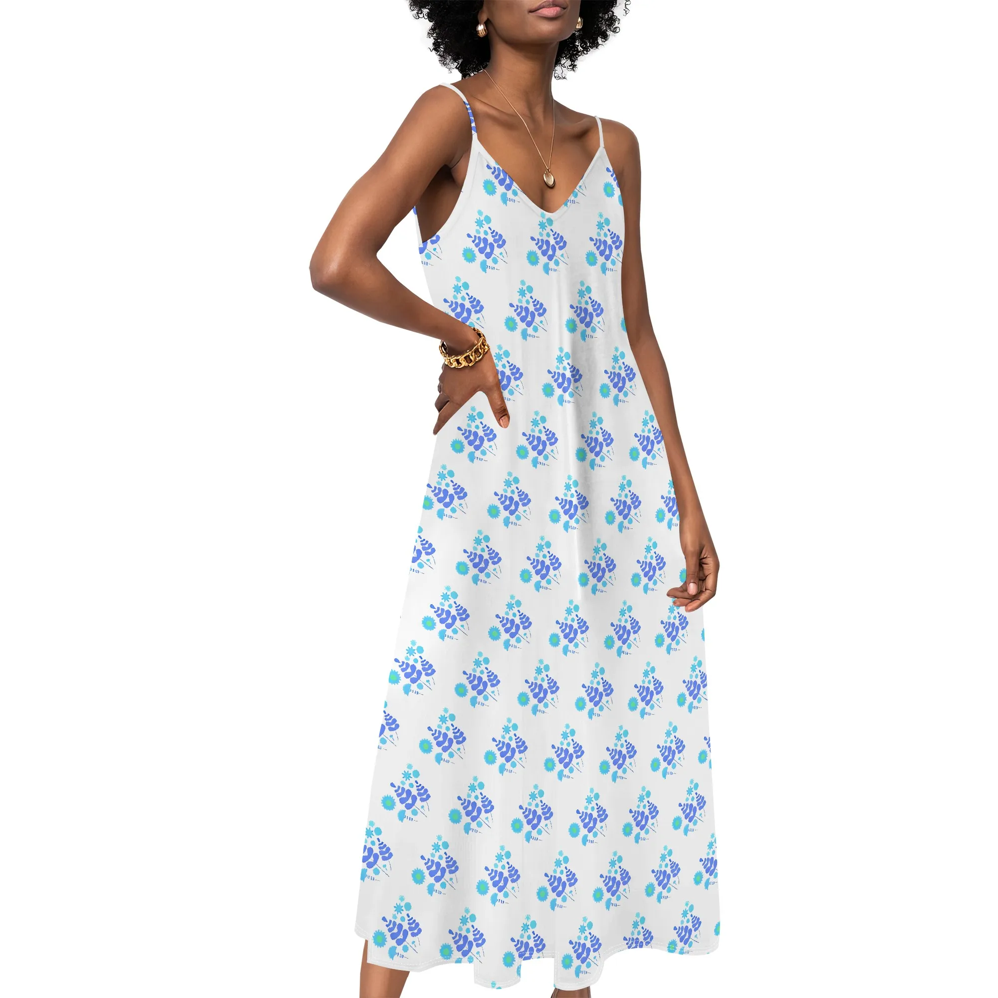 Women's clothing 2025 spring/summer new item custom casual beach loose print polka dot floral fashion V-neck long skirt
Women's clothing 2025 spring/summer new item custom casual beach loose print polka dot floral fashion V-neck long skirt