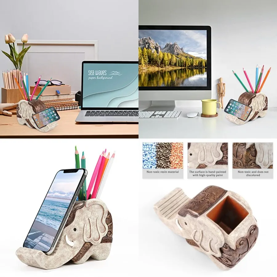 Elephant Pencil Holder with Phone Stand, Elephant Gifts for Women Multifunctional Pen Holder Office Desk Organizer Desk Accesso
Elephant Pencil Holder with Phone Stand, Elephant Gifts for Women Multifunctional Pen Holder Office Desk Organizer Desk Accesso