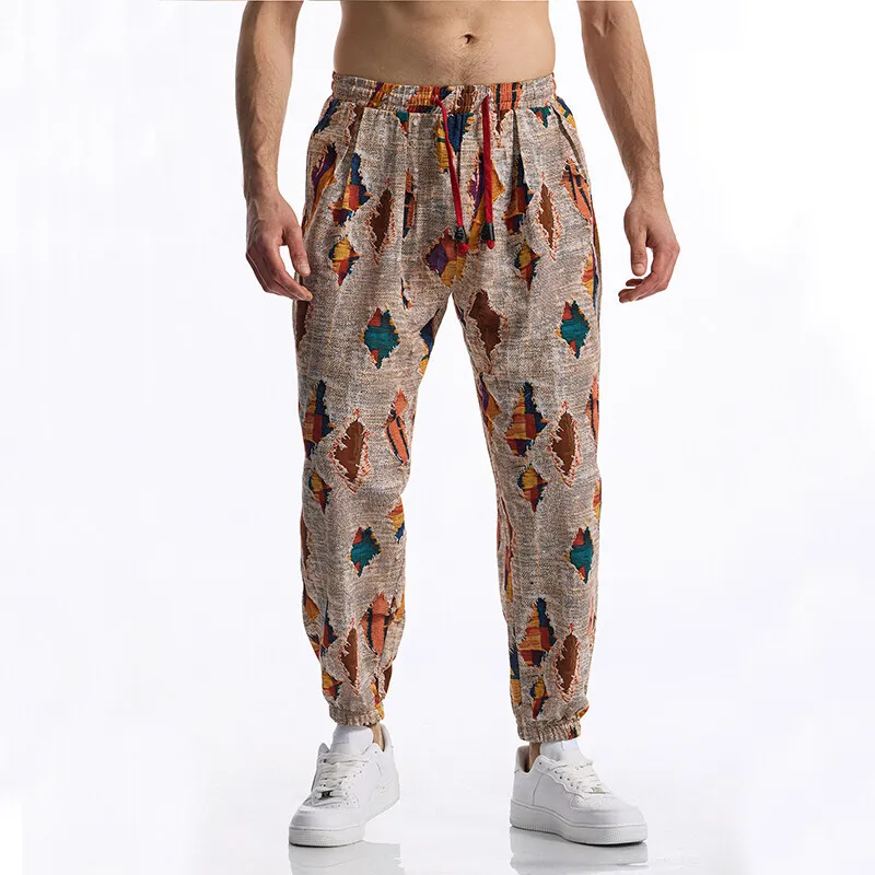Summer Cotton Linen Men's Casual Drawstring Graphic Print Boho Tribal Vintage Pants Outdoor Activities Trousers Running Jogger
Summer Cotton Linen Men's Casual Drawstring Graphic Print Boho Tribal Vintage Pants Outdoor Activities Trousers Running Jogger