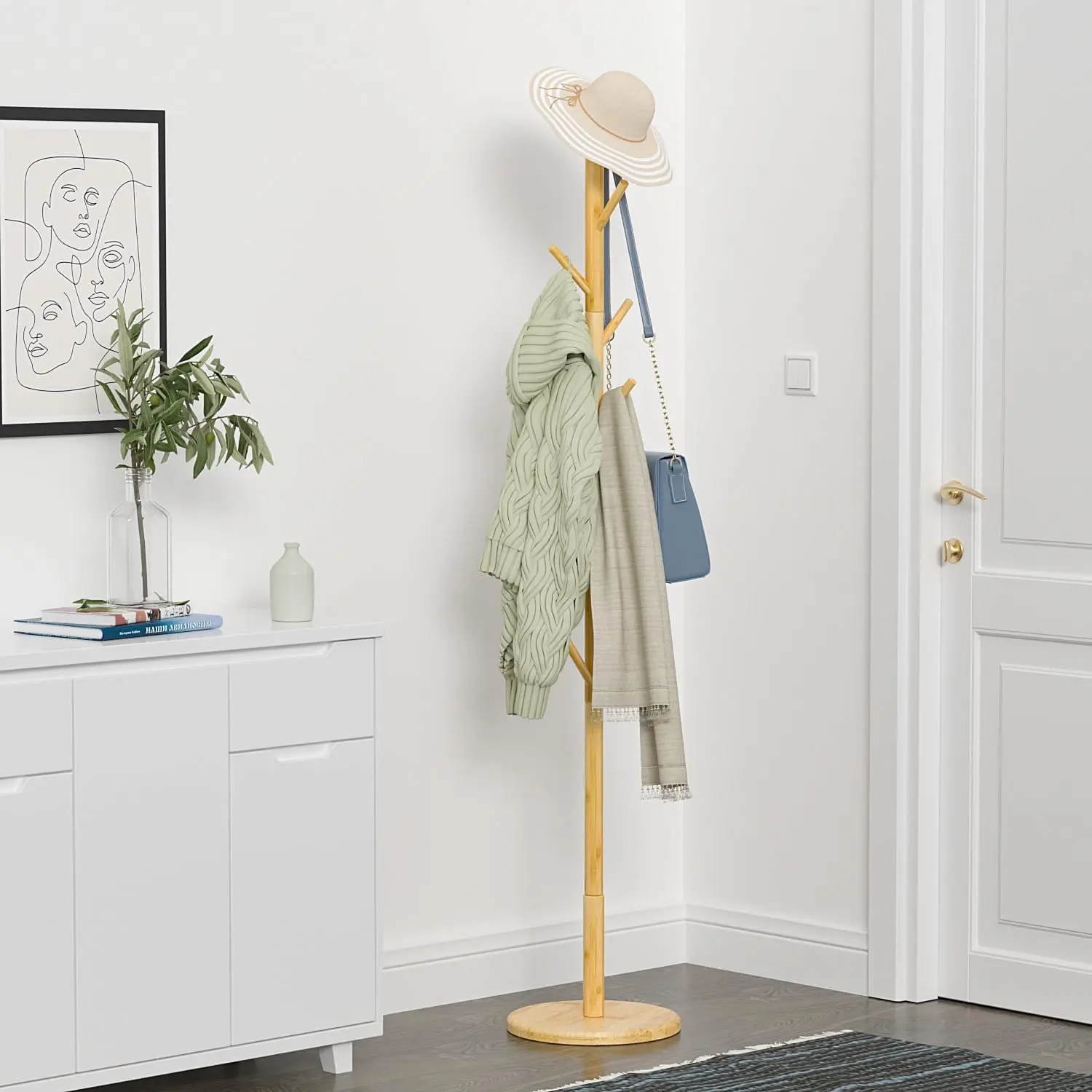 Formwell Wooden free standing clothes rack hat rack round base 8 hooks tools free assembling for entry way living room bedroom
Formwell Wooden free standing clothes rack hat rack round base 8 hooks tools free assembling for entry way living room bedroom