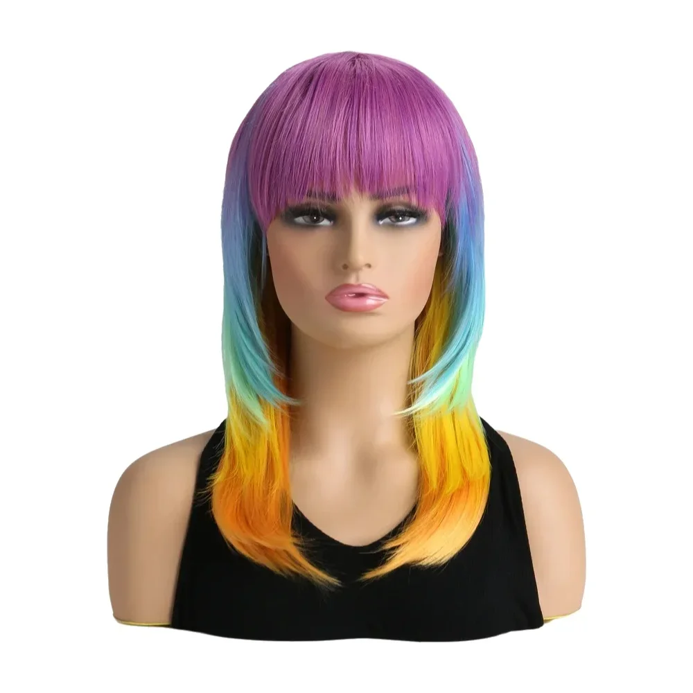 Anxin Brand Synthetic Fiber Wigs: Multi-Colored, Shoulder-Length Hairstyle with Straight Bangs and Inward Curls, Featuring Fluffy and Soft Hair Strands, Vibrant Colors, Suitable for Cosplay Role-Playing, with Eye-Catching Styling and Colors, a Fashionable
Anxin Brand Synthetic Fiber Wigs: Multi-Colored, Shoulder-Length Hairstyle with Straight Bangs and Inward Curls, Featuring Fluffy and Soft Hair Strands, Vibrant Colors, Suitable for Cosplay Role-Playing, with Eye-Catching Styling and Colors, a Fashionable