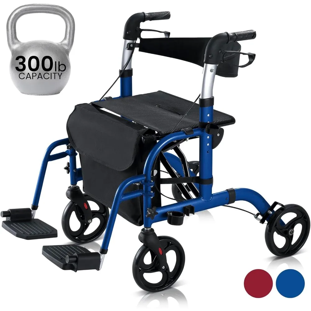 2 in 1 Walker Wheelchair Combo - Foldable Aluminum Rollator with Footrests - Convertible to a Transport Chair
2 in 1 Walker Wheelchair Combo - Foldable Aluminum Rollator with Footrests - Convertible to a Transport Chair