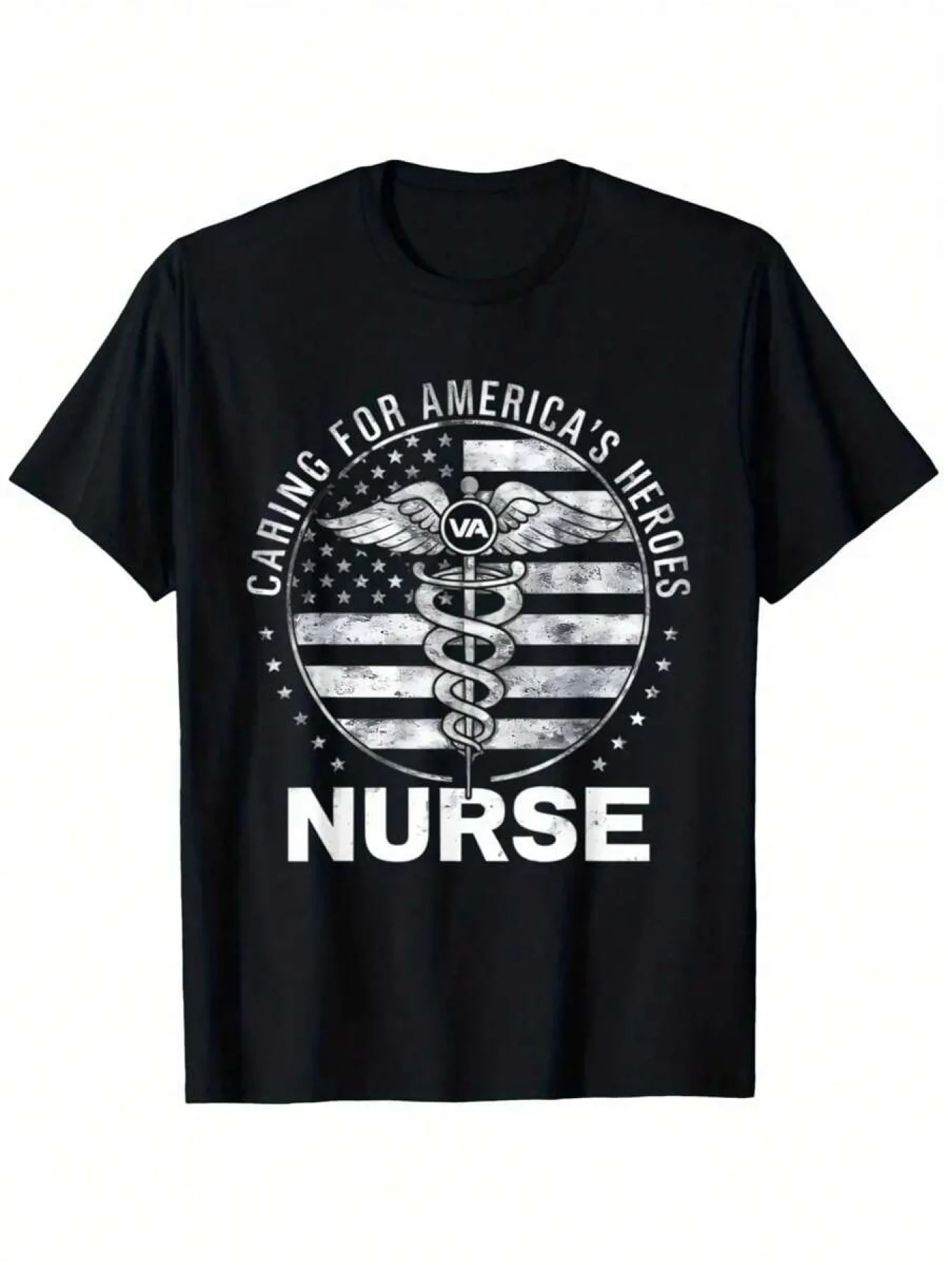 Caring for American Heroes and Patriotic Nurses Week T-shirt, cotton casual round-neck T-shirt for both men and women
Caring for American Heroes and Patriotic Nurses Week T-shirt, cotton casual round-neck T-shirt for both men and women