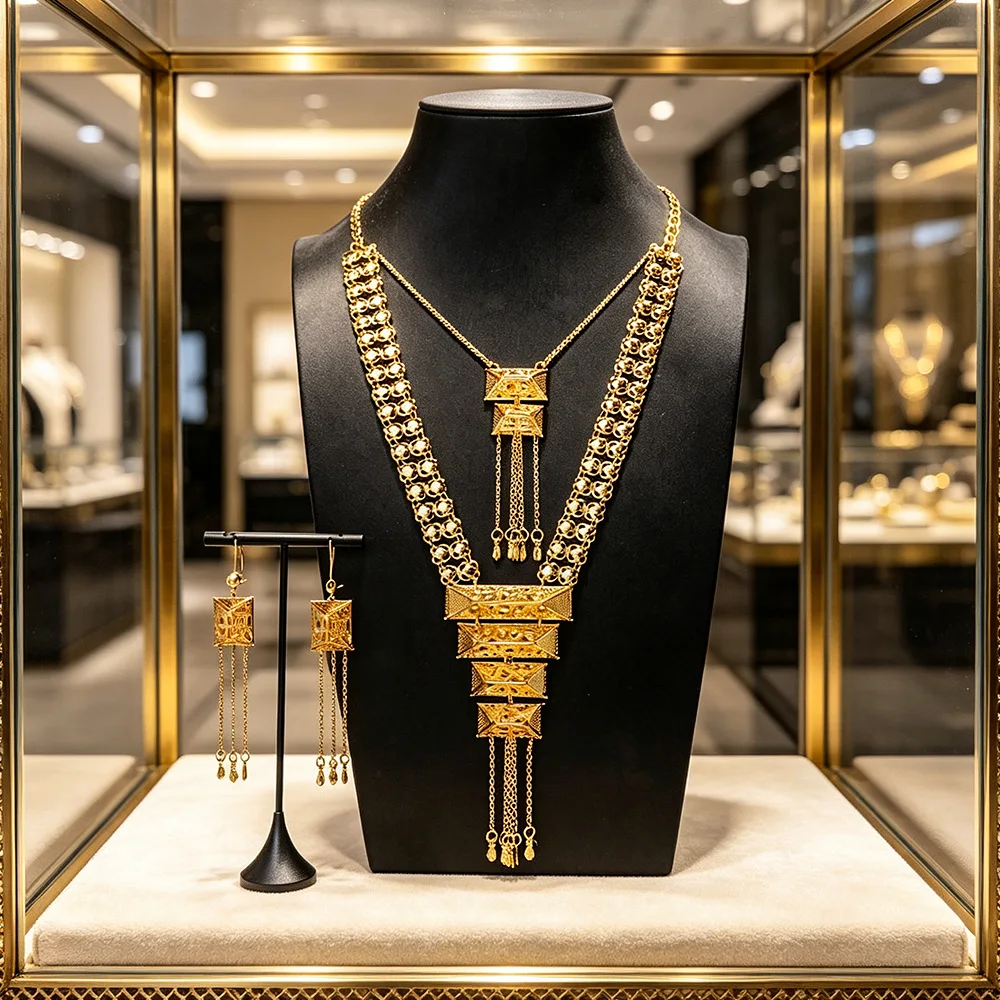 New Dubai Fashion 24K Gold Plated Necklace Earrings Exquisite Engagement Party Jewelry Set for Lover 6666
New Dubai Fashion 24K Gold Plated Necklace Earrings Exquisite Engagement Party Jewelry Set for Lover 6666