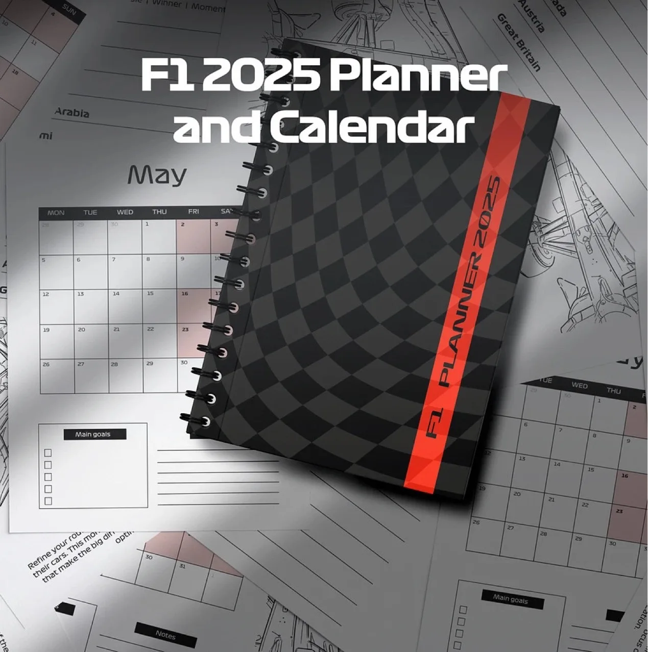 Планировщик и календарь Формулы 2025 года. Годовой планировщик F1. Программа планирования «Двенадцать месяцев». Записывающий календарь.
Планировщик и календарь Формулы 2025 года. Годовой планировщик F1. Программа планирования «Двенадцать месяцев». Записывающий календарь.