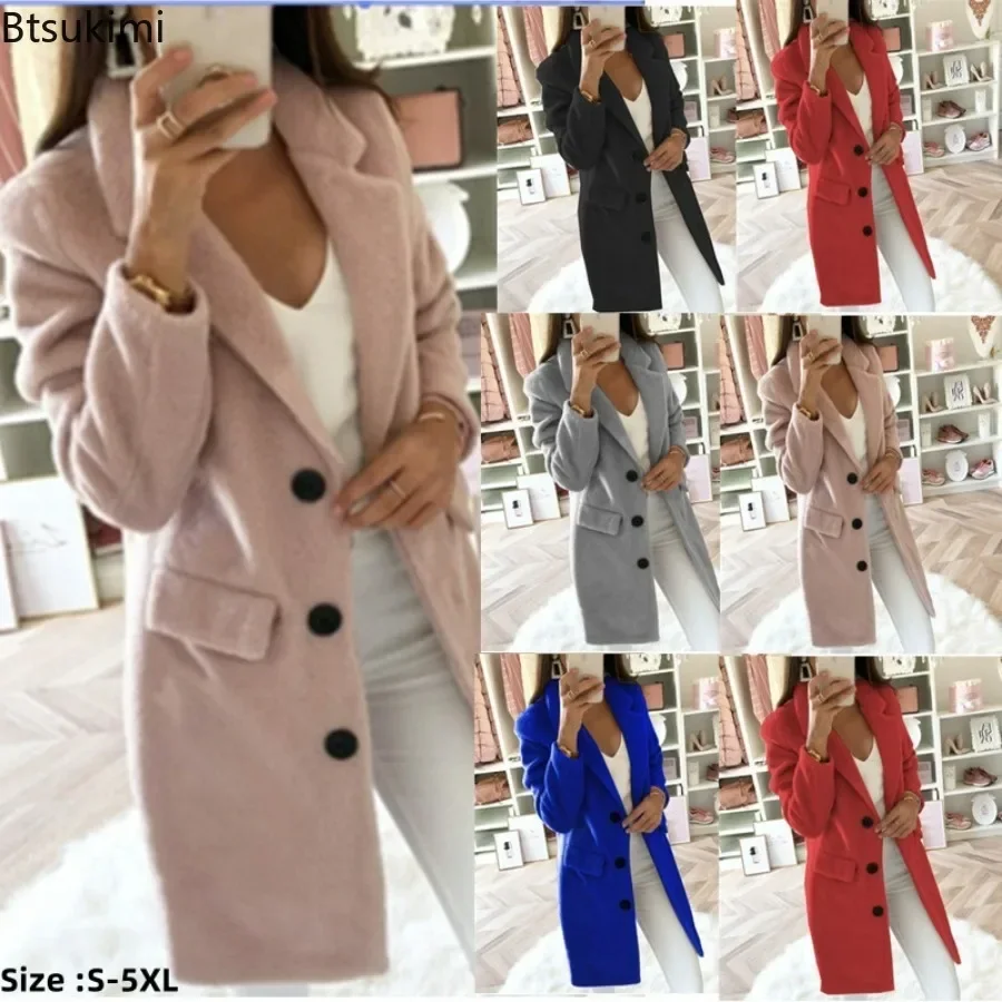 2024 Women's Winter Warm Wool Blends Outerwear Solid Ladies Coats Turn Down Collar Long Sleeve Double Breasted Woolen Jacket 5XL
2024 Women's Winter Warm Wool Blends Outerwear Solid Ladies Coats Turn Down Collar Long Sleeve Double Breasted Woolen Jacket 5XL