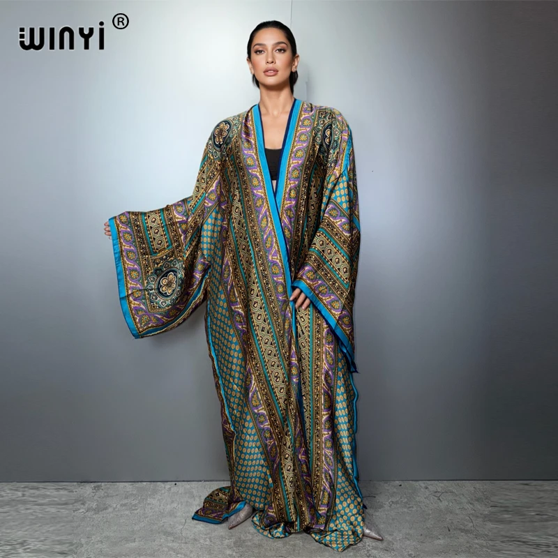 WINYI Women's Classic Pattern Print Kimono Long Bohemian Cardigan Cover-Up Stitch Casual Maxi Beach Kimono for Holiday Party
WINYI Women's Classic Pattern Print Kimono Long Bohemian Cardigan Cover-Up Stitch Casual Maxi Beach Kimono for Holiday Party