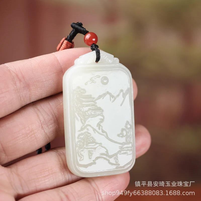 Hotan White Men and Women, Double-sided Light Relief Landscape Jade Pendant
Hotan White Men and Women, Double-sided Light Relief Landscape Jade Pendant