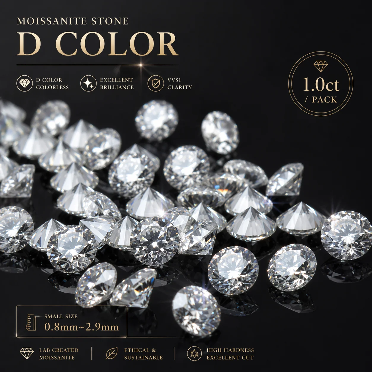 Moissanite Stone Round Cut Small Size 0.8mm~2.9mm 1.0ct / Pack D Color Charms Gemstone Advanced Jewelry Making Materials
Moissanite Stone Round Cut Small Size 0.8mm~2.9mm 1.0ct / Pack D Color Charms Gemstone Advanced Jewelry Making Materials