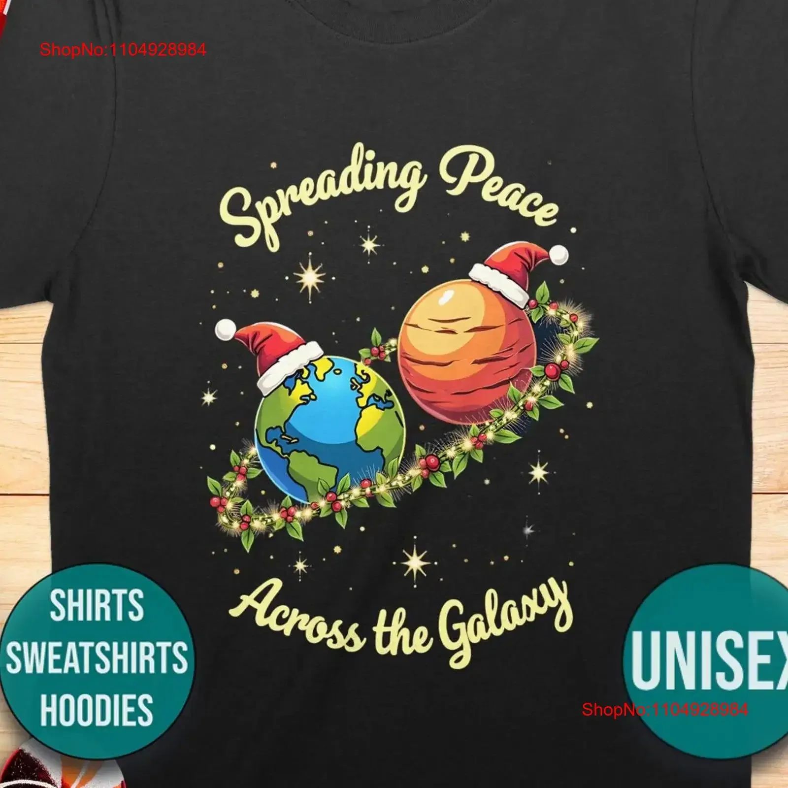 Рождественская футболка Spreading Peace Across the Galaxy Sci Fi Holiday Space Planet s для мужчин и женщин, винтажная стираная футболка унисекс
Рождественская футболка Spreading Peace Across the Galaxy Sci Fi Holiday Space Planet s для мужчин и женщин, винтажная стираная футболка унисекс