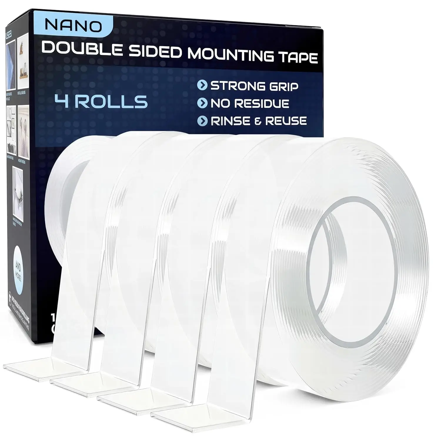 Nano Tape Double Sided Heavy Duty Hanging - 4 Pack 1 in x 10 Ft Each - Clear Adhesive for Walls, Wood, Tile, Plastic, Pictures &
Nano Tape Double Sided Heavy Duty Hanging - 4 Pack 1 in x 10 Ft Each - Clear Adhesive for Walls, Wood, Tile, Plastic, Pictures &